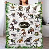 Personalized Leaf Border Dinosaur Blanket